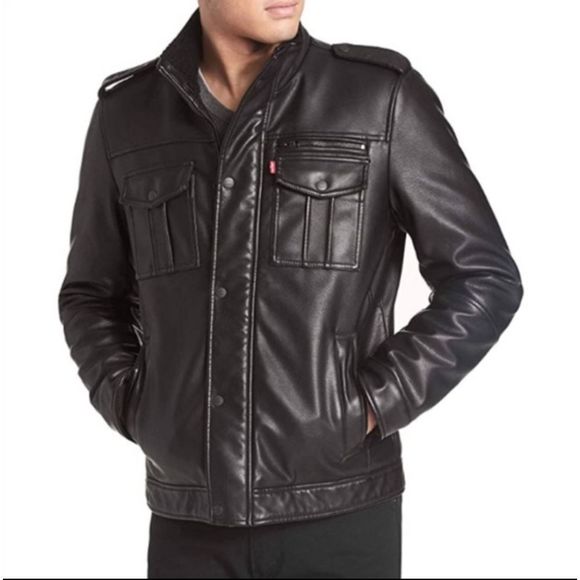 Levi's Other - Levi's Men's Faux Leather Sherpa Military Jacket XL